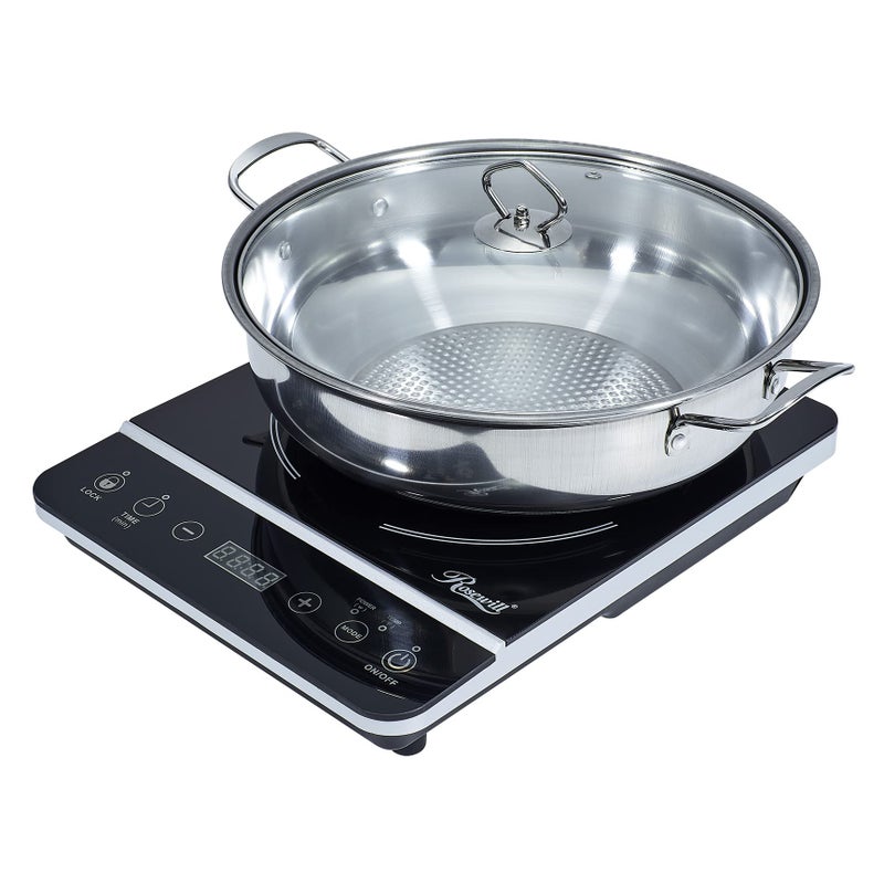 Rosewill Induction Cooker 1800 Watt, Induction Cooktop, Electric Burner with Stainless Steel Pot 10" 3.5 QT 18-8, RHAI-13001 - Image 1